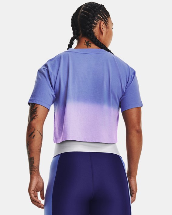 T-shirt court à manches courtes UA Branded Dip Dye pour femme, Blue, pdpMainDesktop image number 1